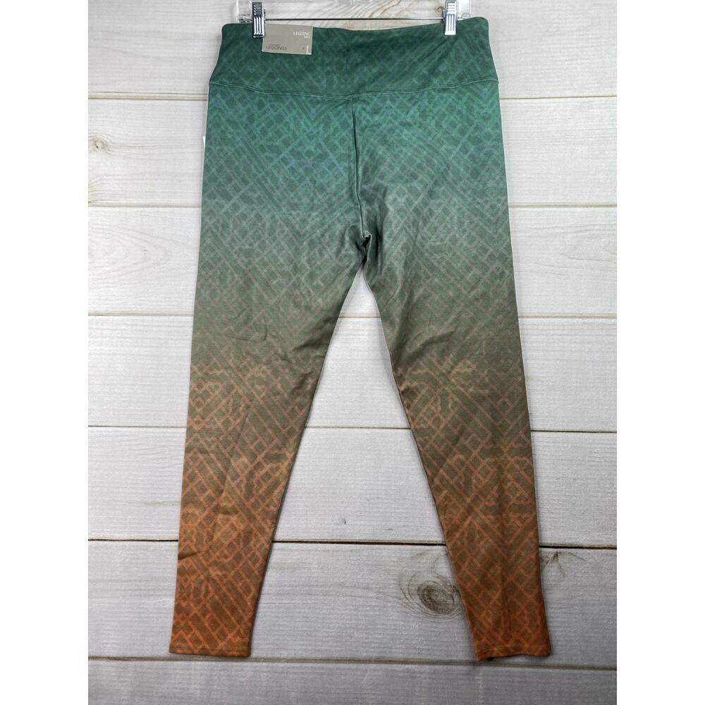 Soft Surroundings Pull On Legging L Green Ombre Geometric Ankle Stretch NWT - Picture 7 of 11